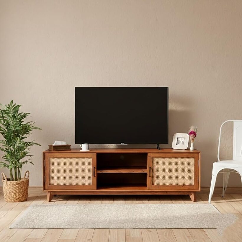 Little eXtra handcrafted wood cane TV unit